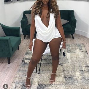 Mia White Plunge Romper